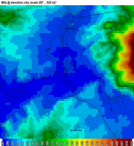 Milz elevation map