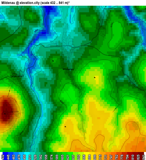 Mildenau elevation map