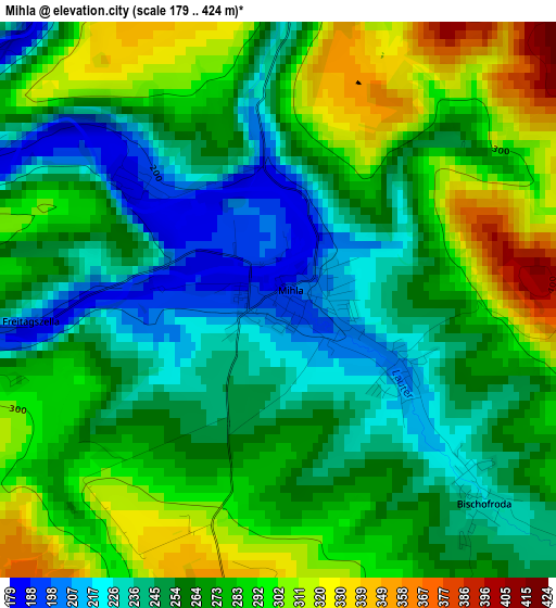 Mihla elevation map