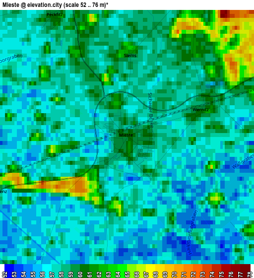 Mieste elevation map