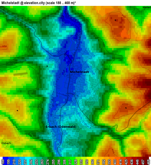 Michelstadt elevation map