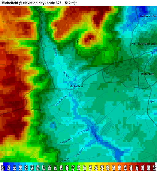 Michelfeld elevation map