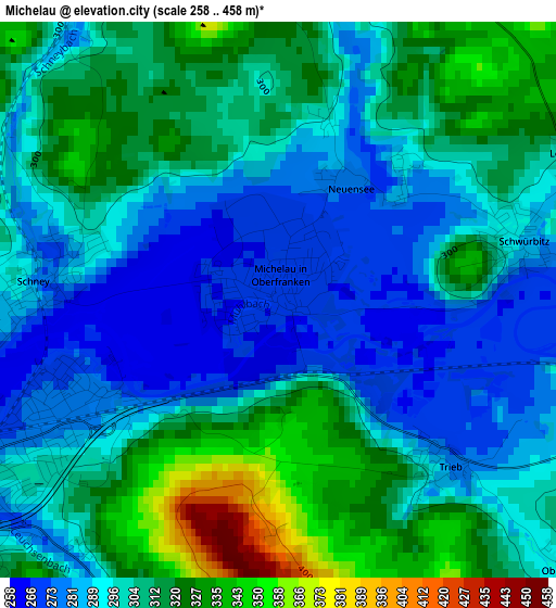 Michelau elevation map