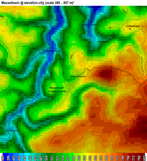 Meuselbach elevation map