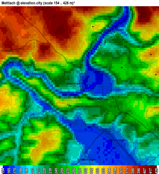 Mettlach elevation map