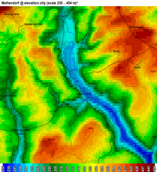 Mettendorf elevation map