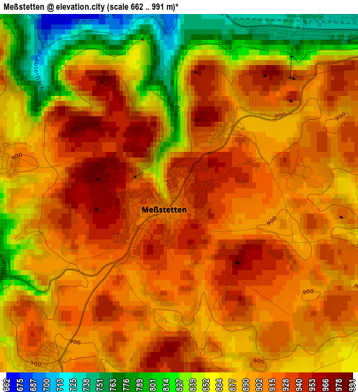 Meßstetten elevation map