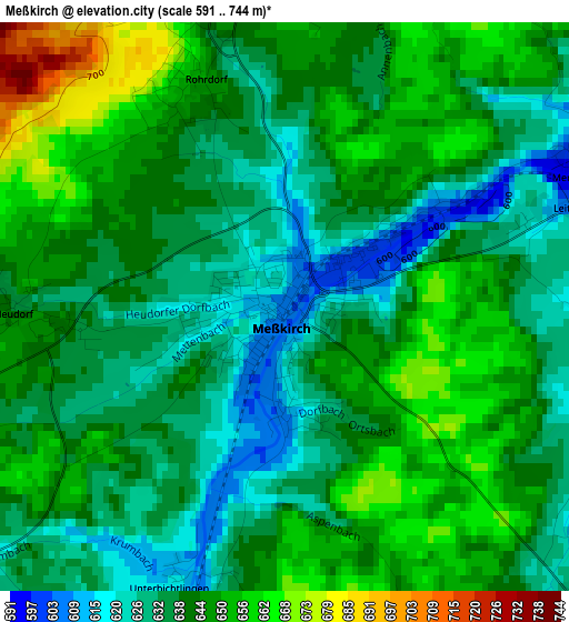 Meßkirch elevation map