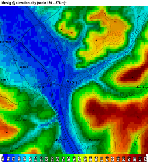 Merzig elevation map