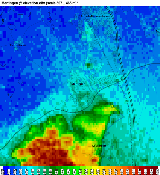 Mertingen elevation map