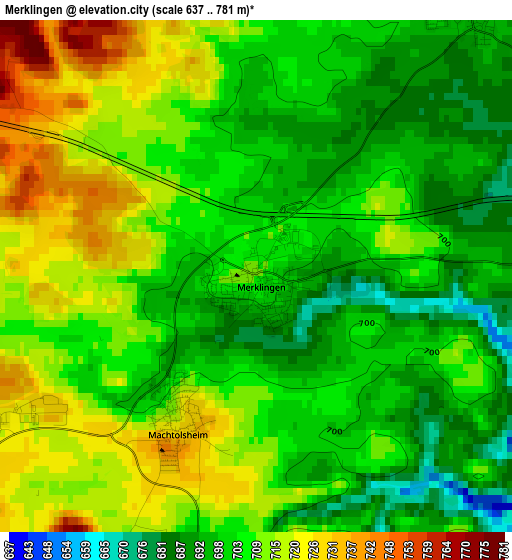 Merklingen elevation map