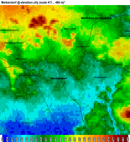 Merkendorf elevation map