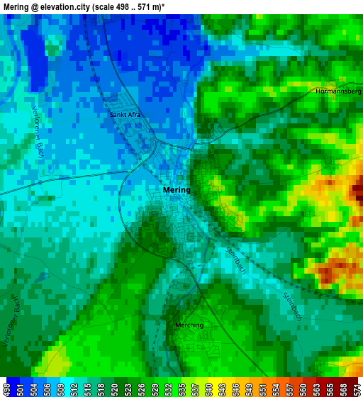 Mering elevation map