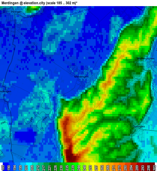 Merdingen elevation map