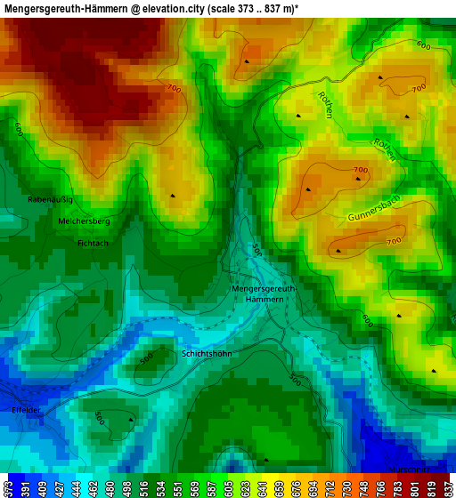 Mengersgereuth-Hämmern elevation map