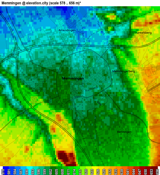 Memmingen elevation map