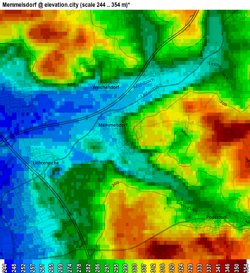 Memmelsdorf elevation map