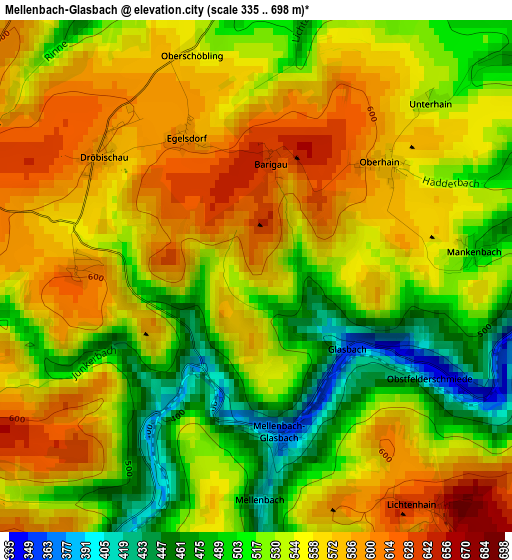 Mellenbach-Glasbach elevation map