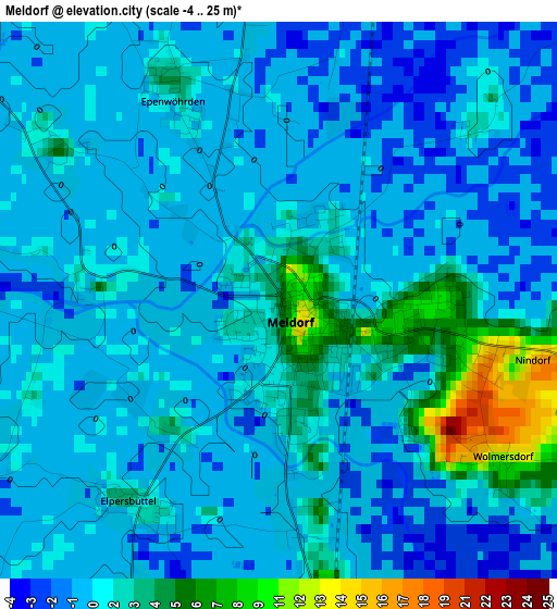 Meldorf elevation map
