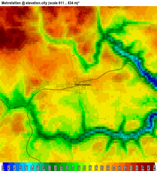 Mehrstetten elevation map