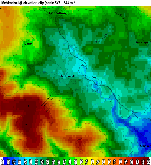 Mehlmeisel elevation map