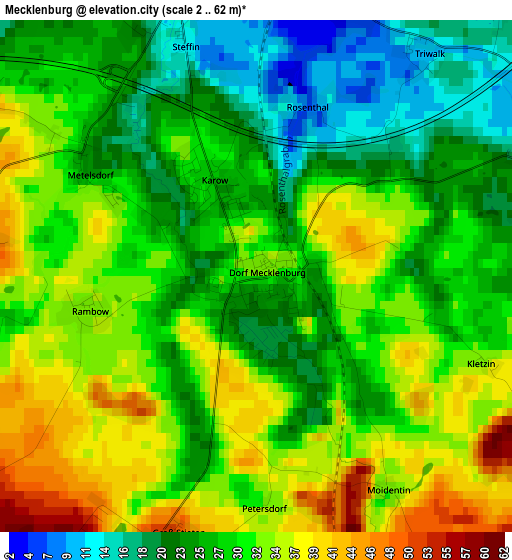 Mecklenburg elevation map