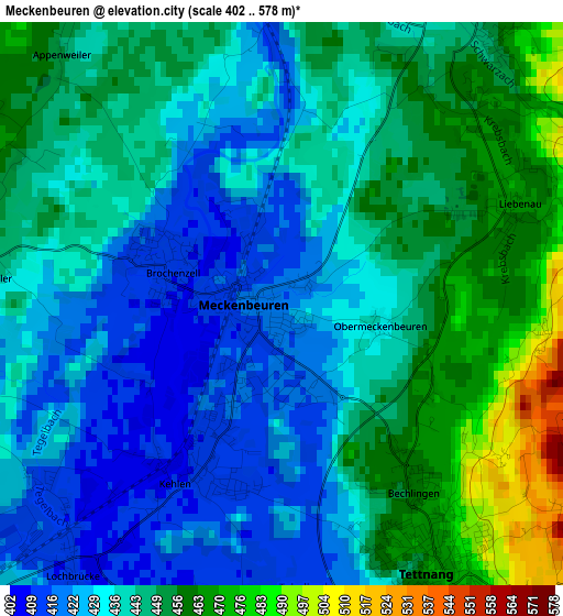 Meckenbeuren elevation map