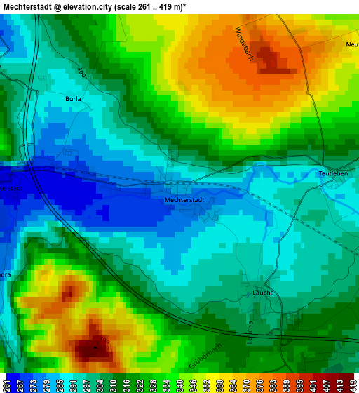 Mechterstädt elevation map