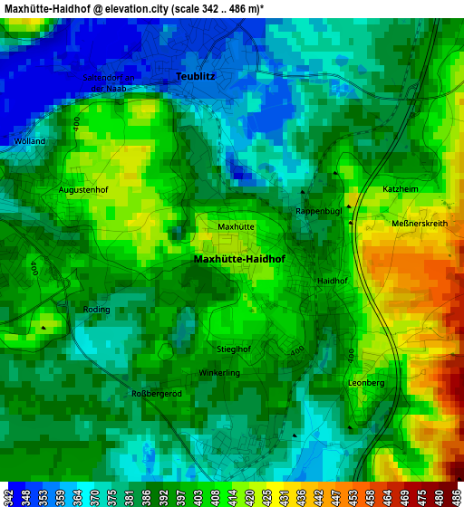 Maxhütte-Haidhof elevation map