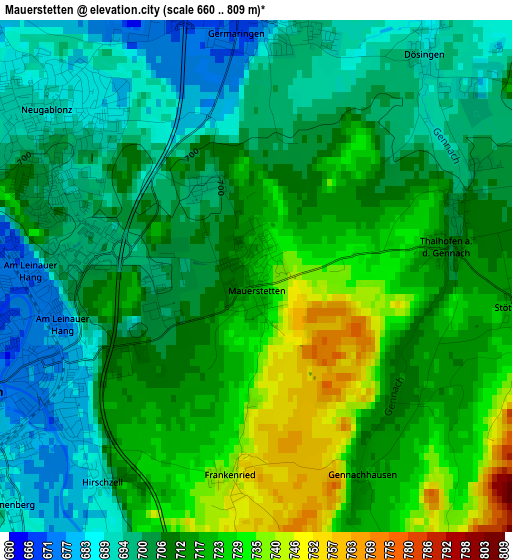 Mauerstetten elevation map