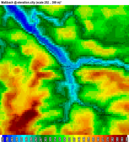 Maßbach elevation map