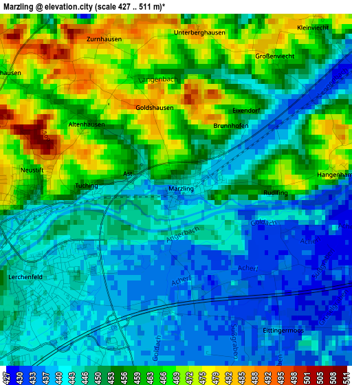 Marzling elevation map