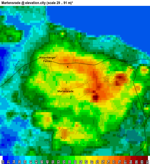 Martensrade elevation map