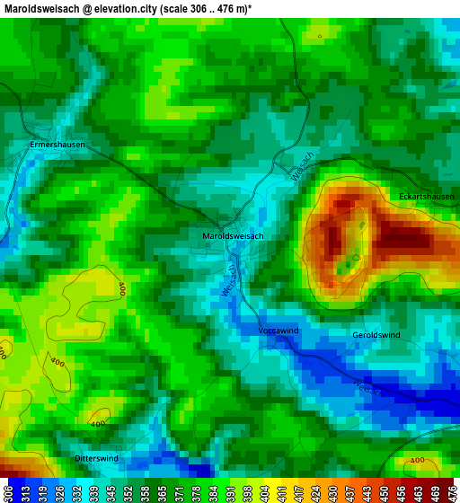 Maroldsweisach elevation map