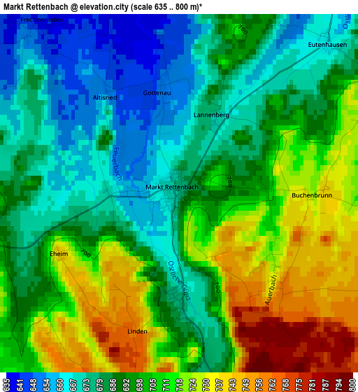 Markt Rettenbach elevation map