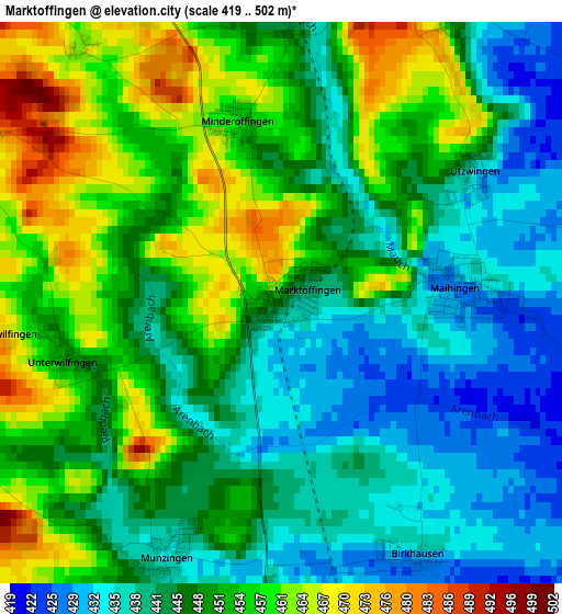 Marktoffingen elevation map