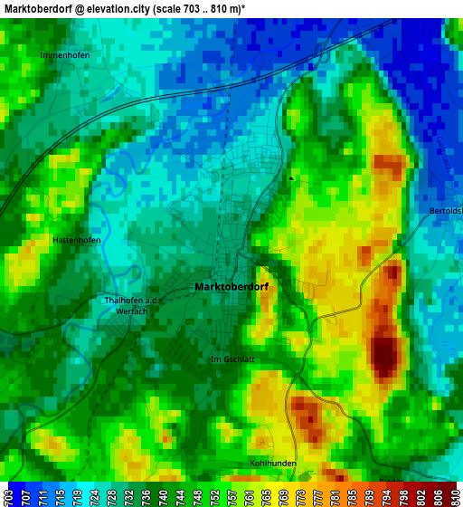 Marktoberdorf elevation map