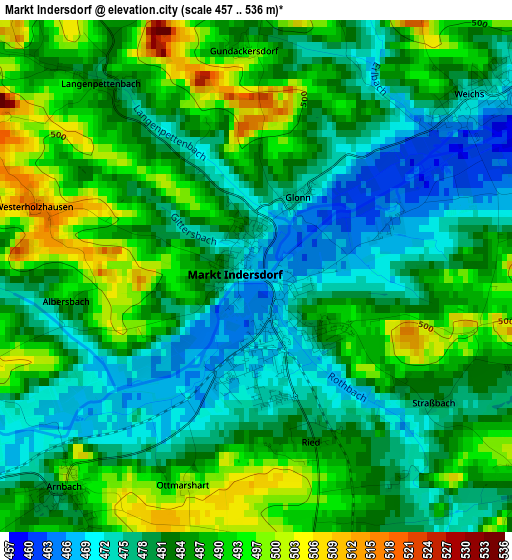 Markt Indersdorf elevation map