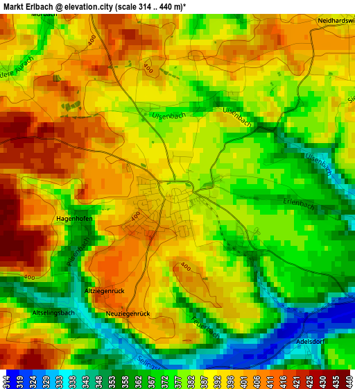 Markt Erlbach elevation map