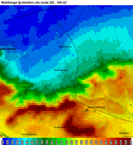 Marktbergel elevation map