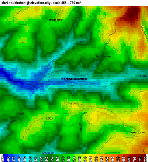 Markneukirchen elevation map