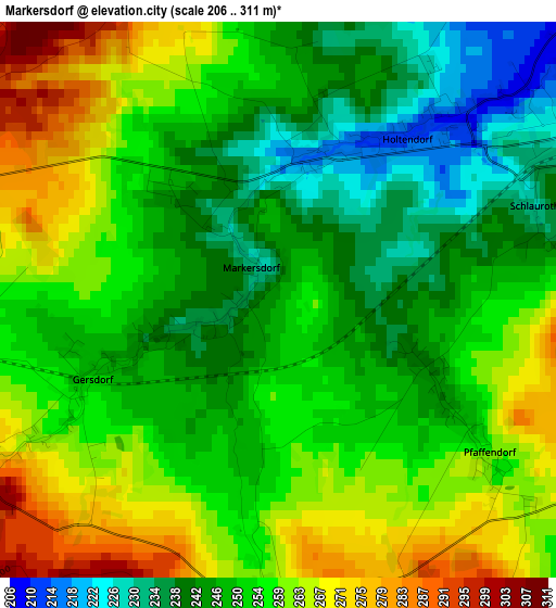 Markersdorf elevation map