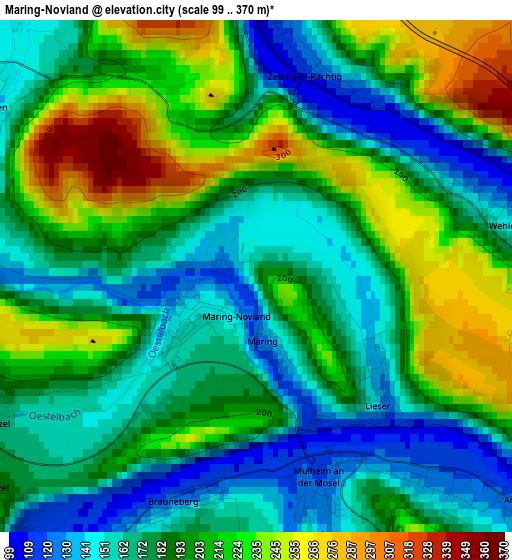 Maring-Noviand elevation map