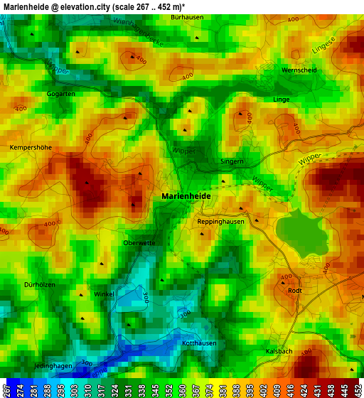 Marienheide elevation map