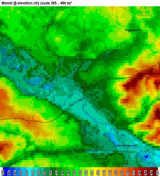 Mantel elevation map