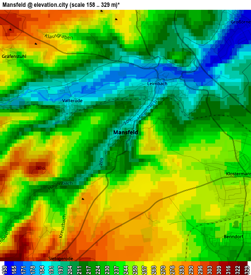 Mansfeld elevation map