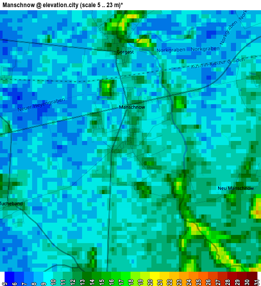 Manschnow elevation map