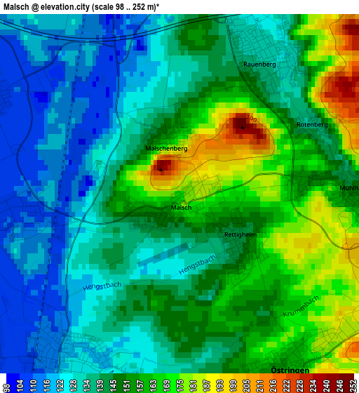 Malsch elevation map