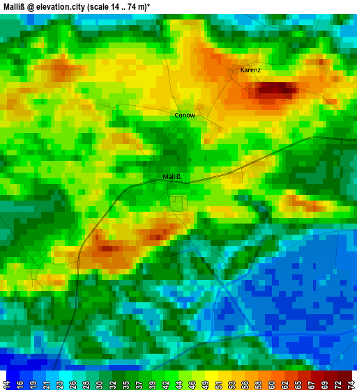 Malliß elevation map