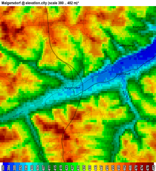 Malgersdorf elevation map